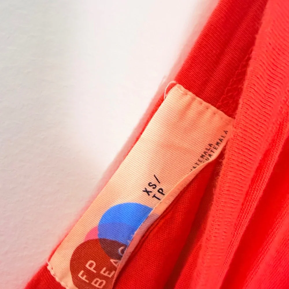 Free‎ People Beach One Shoulder Midi / Maxi Long Sleeve Dress Red Cotton Size XS - Picture 5 of 10